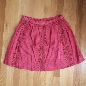 NWT J.Crew Red Swiss Dot Pom Pom Skirt, Size 2